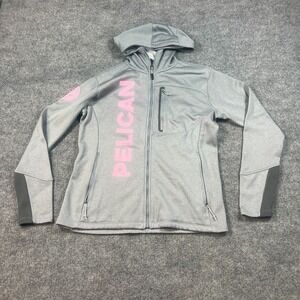 Fossa Apparel Jacket Womens Medium Gray Pelican‎ Brewing Fleece Hooded Full Zip